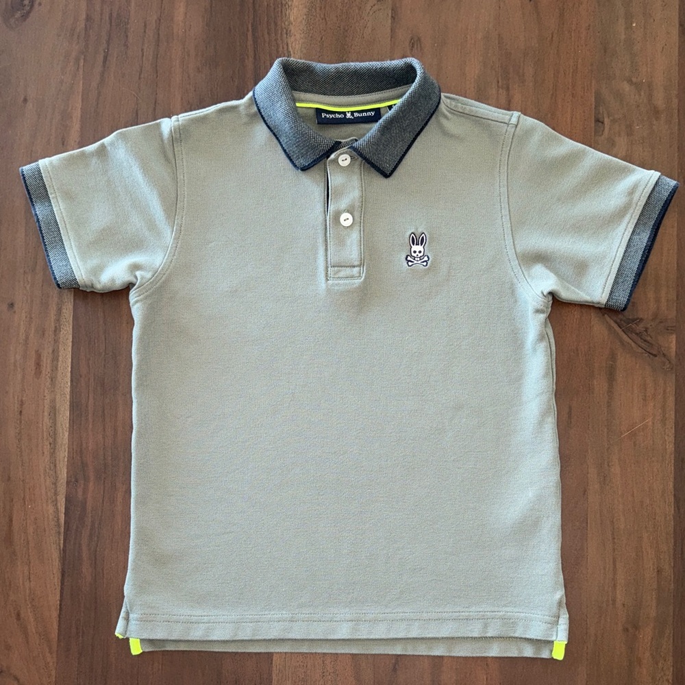 Psycho Bunny Kids' Green Polo Shirt with Blue Accents